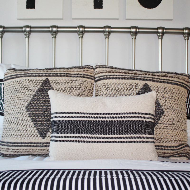 Cotton Canvas Striped Pillow
