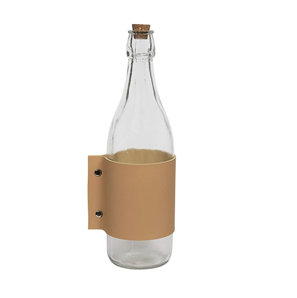 Glass Bottle w/ Cork Stopper & Leather Wrap