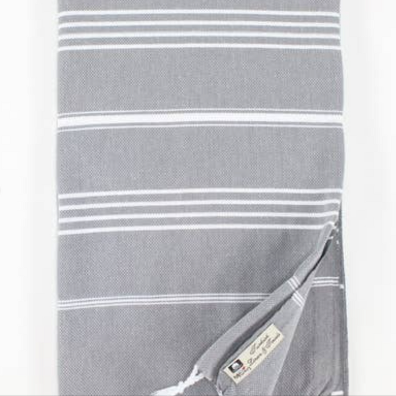 Premium Turkish Classic Striped Peshtemal Towel Gray