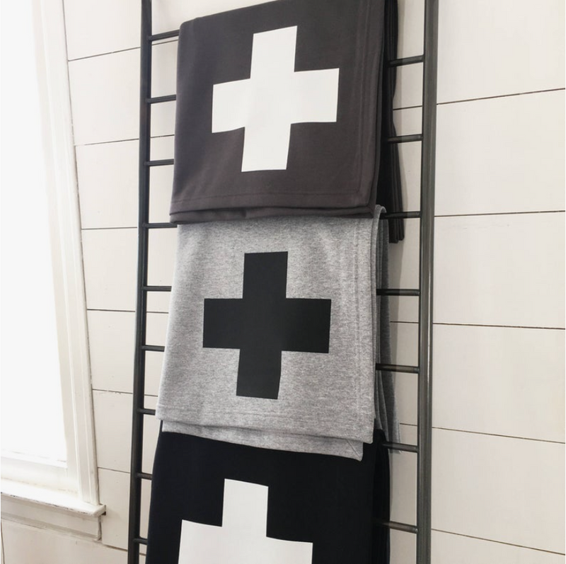 Swiss Cross Sweatshirt Blanket Charcoal
