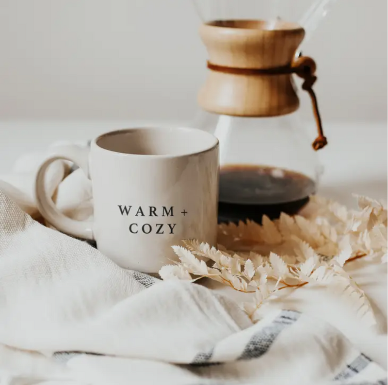 Warm and Cozy - Cream Stoneware Coffee Mug - 14 oz